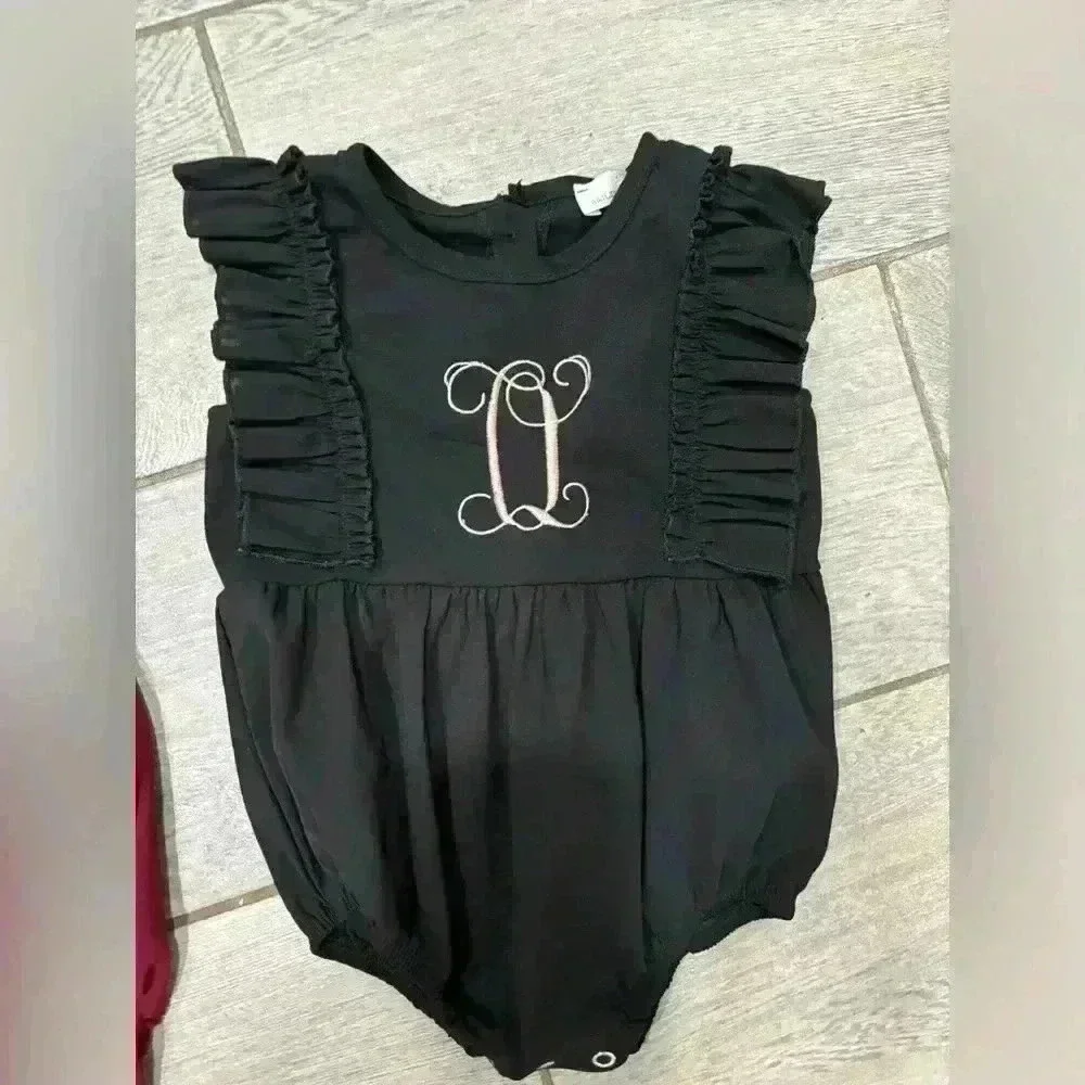 2 Bailey’s Blossom Babygirl Romper with Embroidered O size 9-12 - Picture 6 of 8